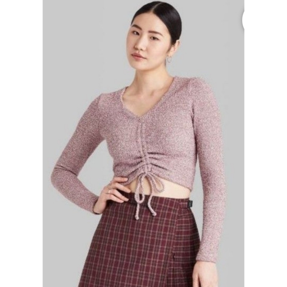 Wild Fable Vneck Ruched tie sweater Purple Size XXL